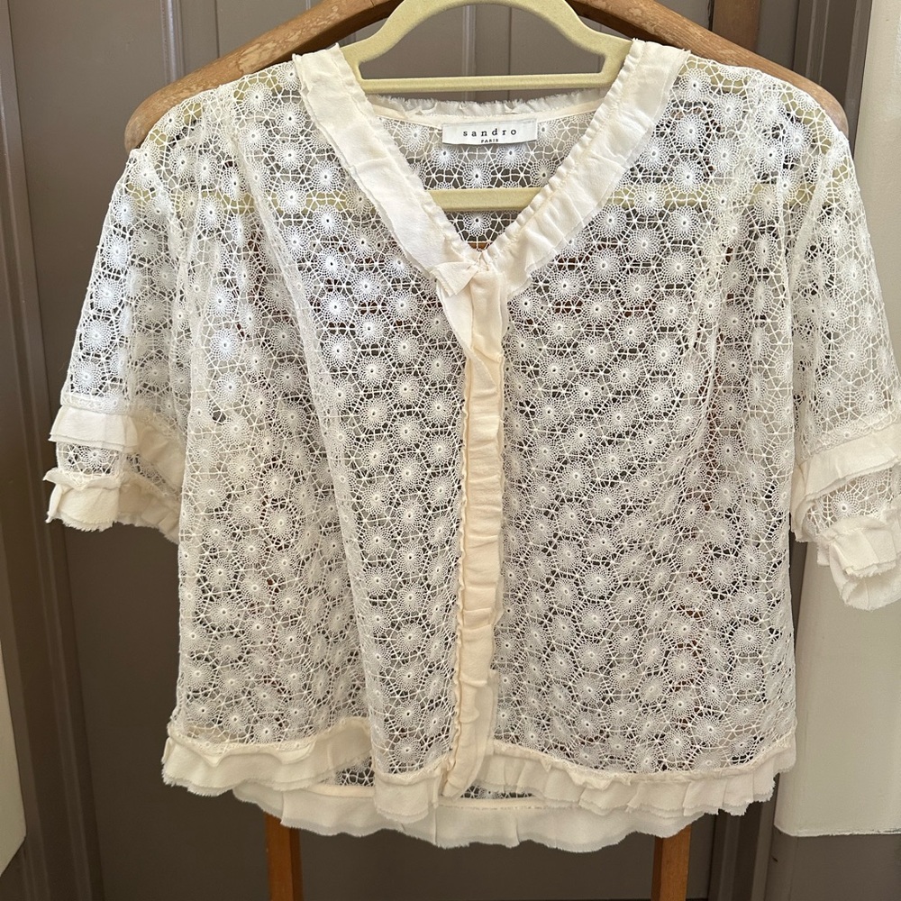 Sandro Ivory Lace Blouse